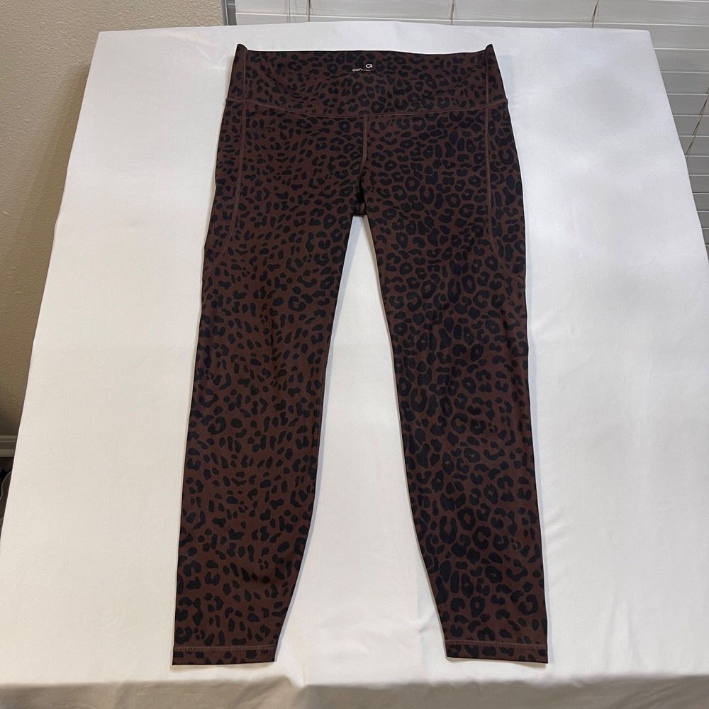 GapFit Eclipse Leopard Print High Rise Leggings Women's L Brown Black Athletic